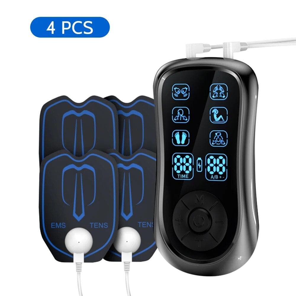 Electric EMS Muscle Stimulator Tens Unit Muscle Stimulator Pads Acupuncture Body Back Massager EMS Therapy Machine Pain Relief CN black