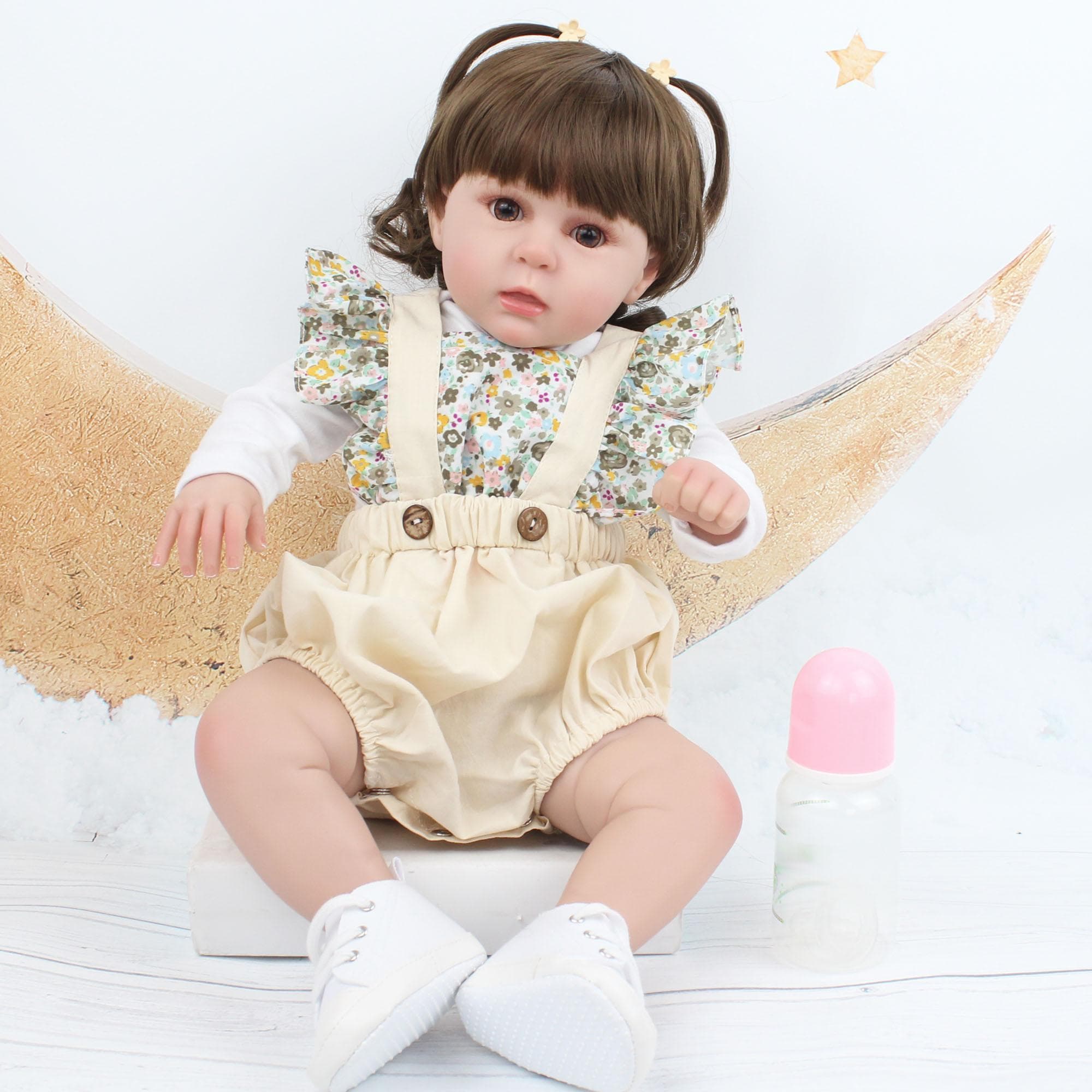 50 CM Soft Silicone Bebe Reborn Dolls Toddler Girl Toy Realistic Newborn Baby Princess with Cloth Body Lifelike Blue eyes Doll