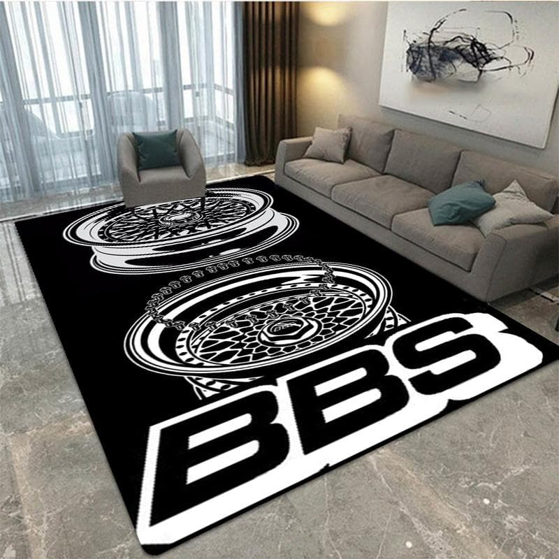 BBS racing 3D printed carpet, living room and bedroom decorative carpet, kitchen and bathroom anti-skid floor mat, door mat-Rug 80cm by 120cm
