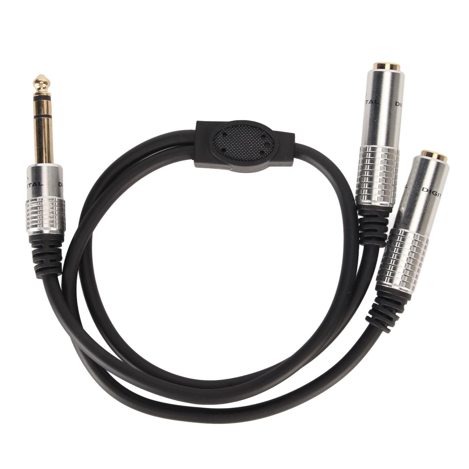 14 Inch Stereo Splitter Y Cable Dual Channel Aluminum Alloy 6.35mm Male Plug to Dual 6.35mm Female