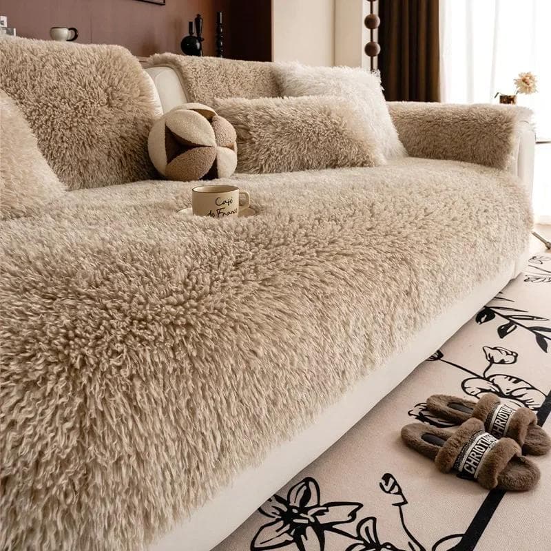Modern Simple Winter Lamb Wool Sofa Towel Thicken Plush Soft Sofa Covers for Living Room Anti-slip Couch Cover Home Decor H 90x90