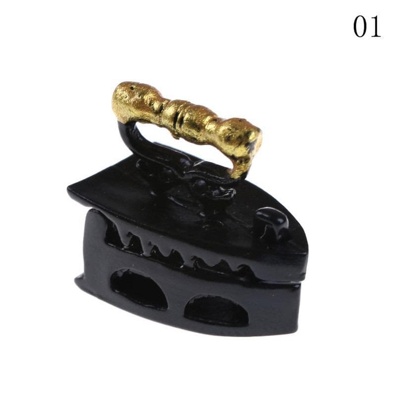 Mini Dollhouse Miniature 1:12 Toy Vintage Metal Black Iron Clothes Tool Toys Accessories black