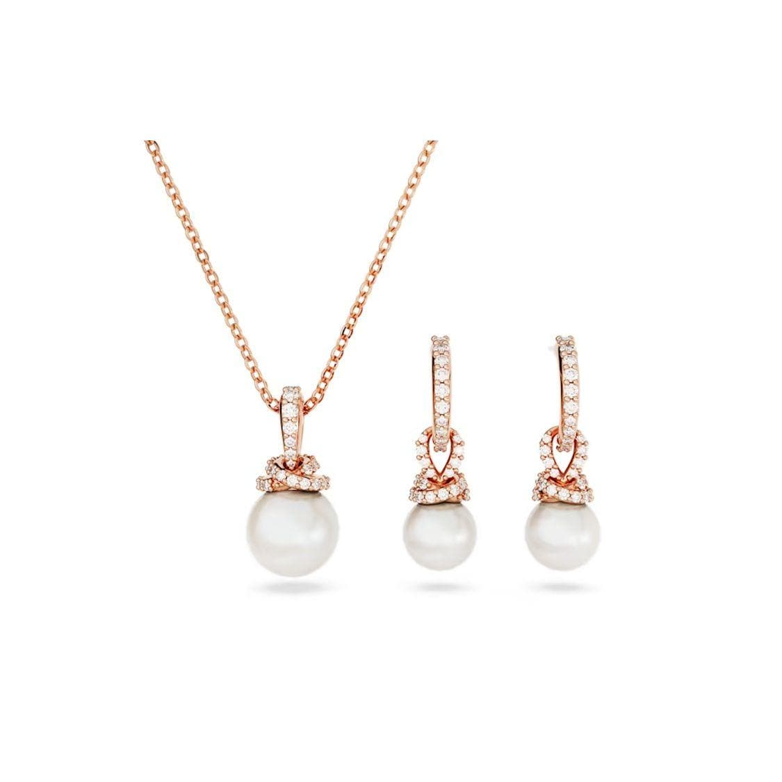 Swarovski Originally Pearl Pendant Design Imitation Crystal Necklace Women necklace Rose-Gold 5672835 Box (Random Color)