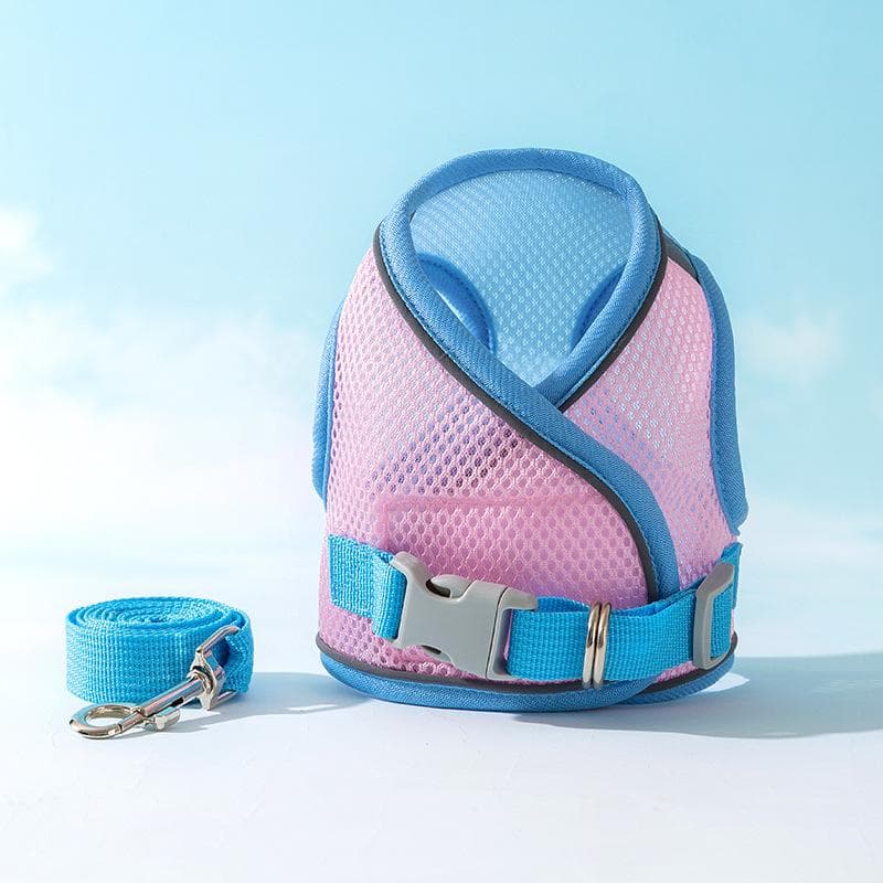 Summer Grid Breathable Leash Dog Chest Strap Vest Type Anti-bite Dog Chain Rope Dog Rope Pet Chest Back XL