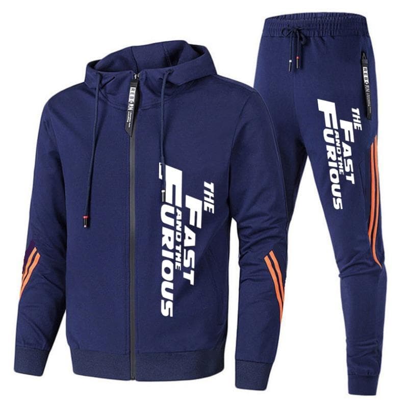 Men Sets Tracksuit Hoodie+Pants Zipper Stripe Fashion Casual Outdoor Sports Jogging Fitness Sportswear Men Sweatshirt Suit M-3XL 3XL