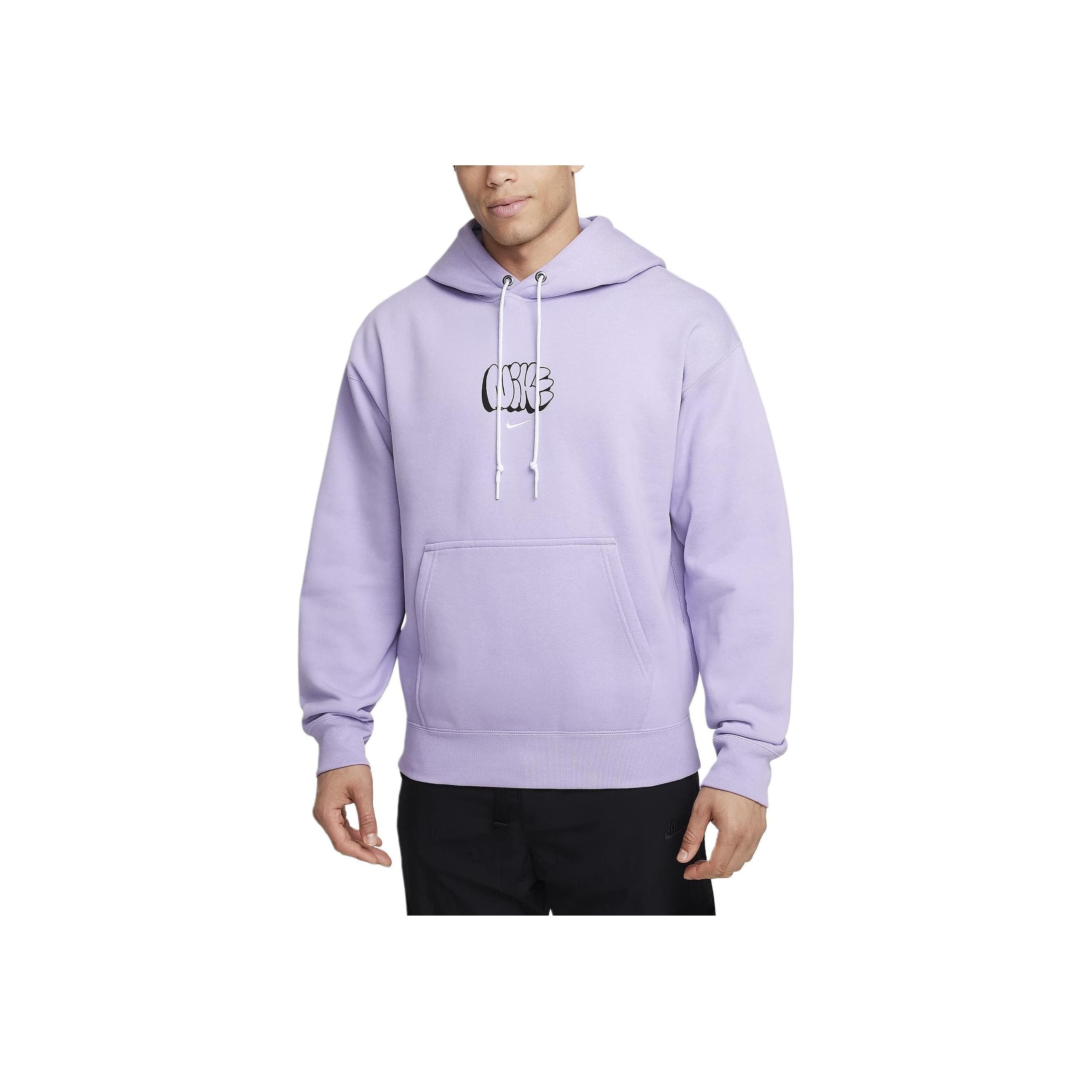 Nike Solo Swoosh Comfortable Soft Loose Hoodie Men hoodies Light-Purple White HQ4181-515 M