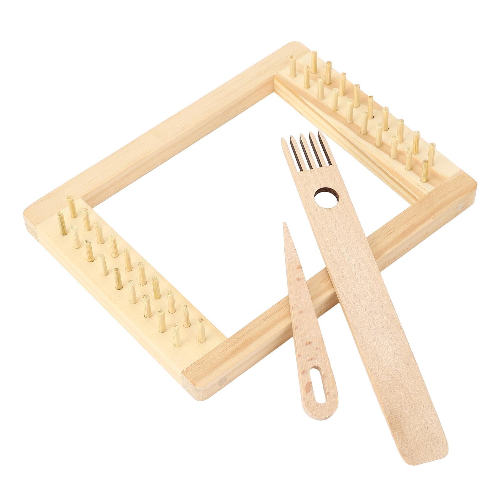 Wooden Weaving Machine with Needle and Pick Stick Dense Column Beginners Knitting Frame for
