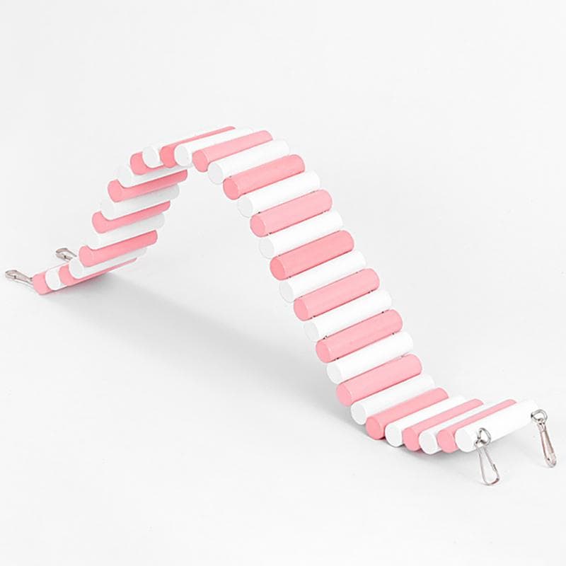 Hamster Colorful Exercise Ladder High-strength Natural Wooden Climbing Toys Pet Supplies With 2 Pink and white 6x50cm