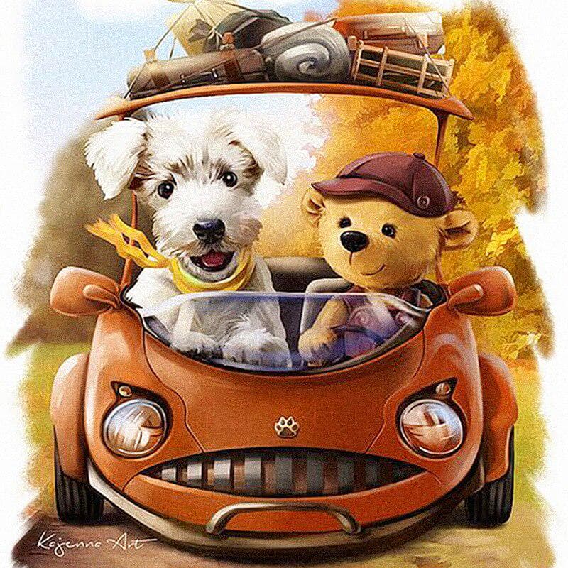 5D DIY Diamond Painting lovely Dog and bear Embroidery Cross Stitch Rhinestone Mosaic Painting Crafts 30X30CM
