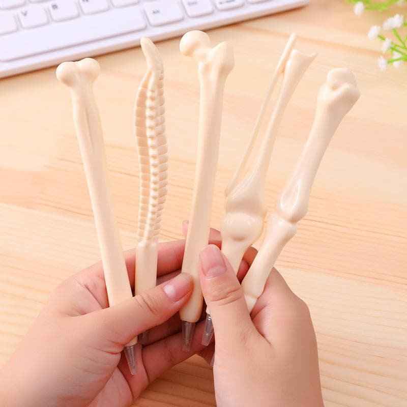 5Pcs/Set Funny Lifelike Bone Shape Ballpoint Pen School Office Writing Supplies Gift Stationery 5PCS