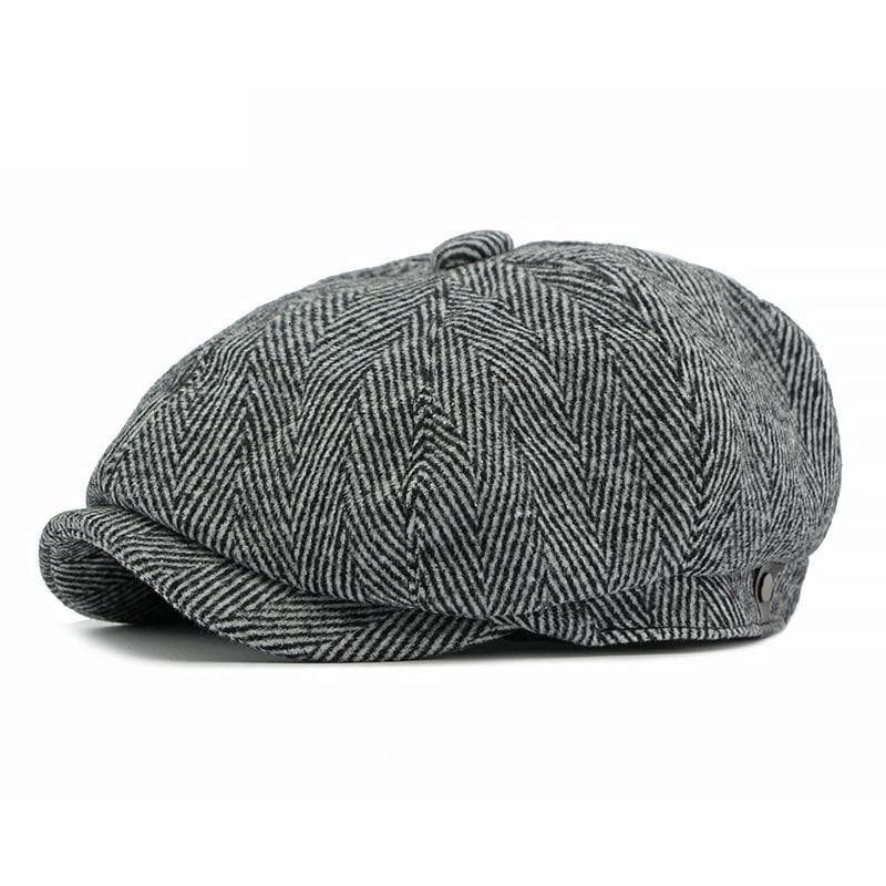 Wool Octagonal Cap Men's Spring Autumn Winter Retro Newsboy Cap light gray