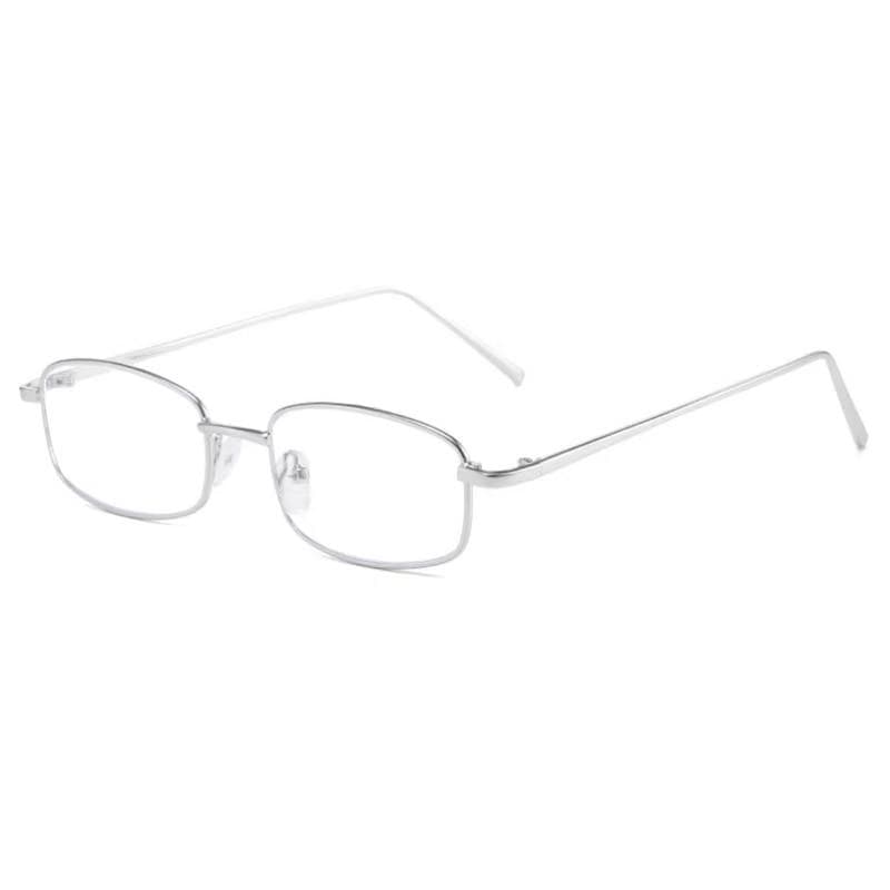 Fashion Square Eyeglasses Metal Frames for Women Men Anti Blue Light Small Square Sunglasses Silver Glasses
