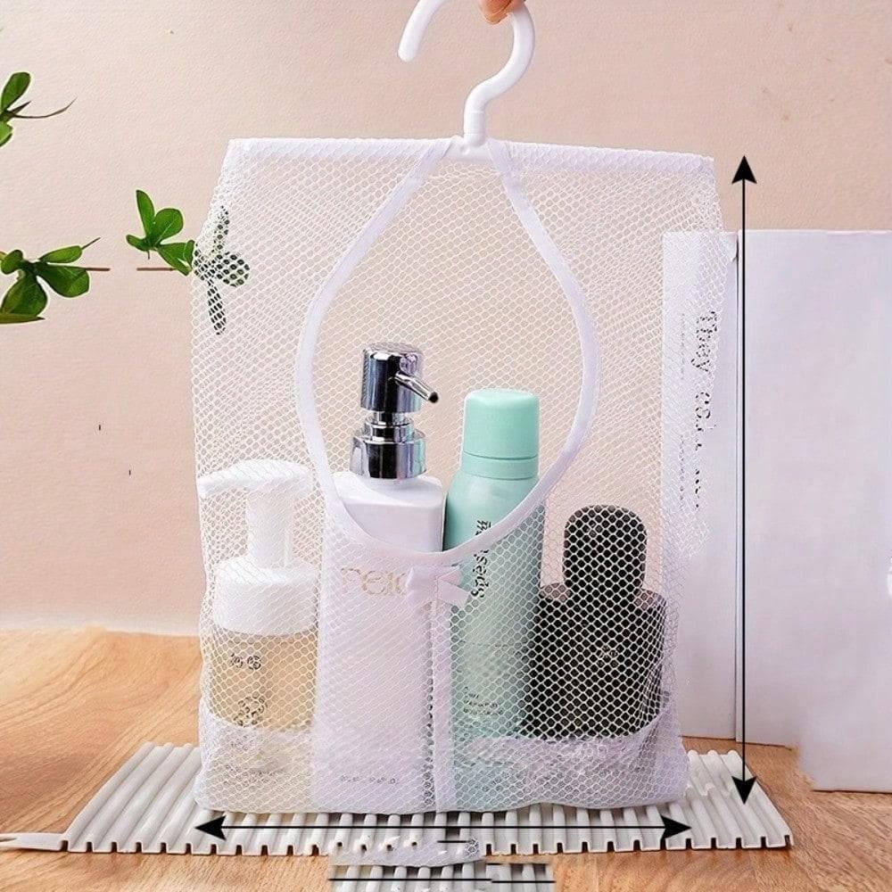 1pc Hangable Storage Mesh Bag | Multi-Purpose Clothespins Organizer, Polyester, Suitable For Kitchen And Bathroom, Drying And Storage Supplies 1PC white