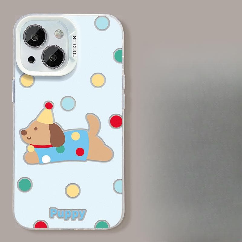 Applicable To Apple 13promax Mobile Phone Case Iphone15 Cute Polka Dot Dog Invisible Bracket 14 Colored Silver Matte Honor X40i
