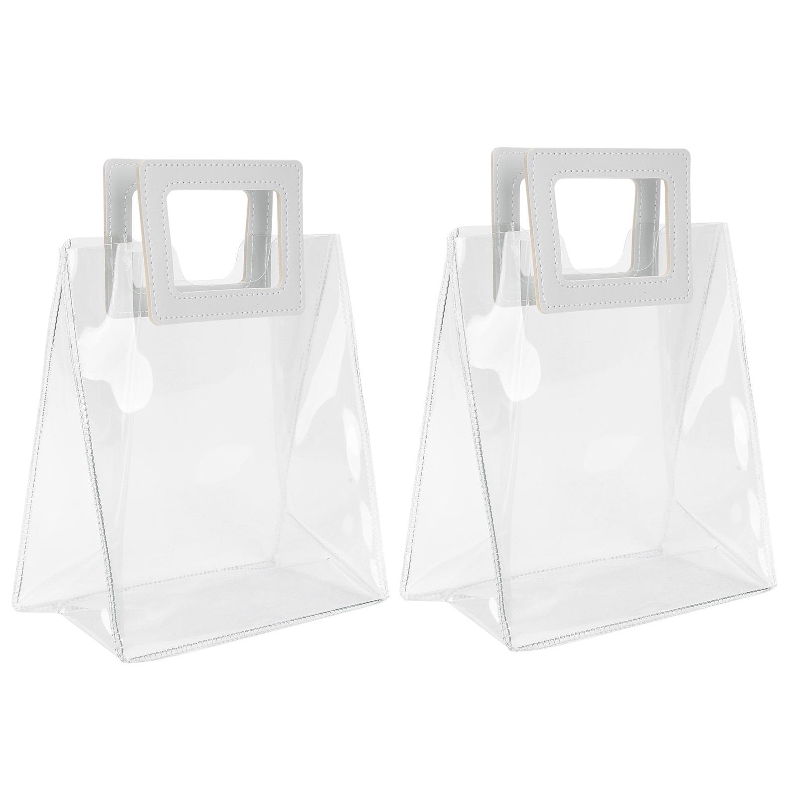 2pcs Bags Transparent Gift Bag Sturdy Bottom Handbag for Birthday Christmas Gift Packaging (S)