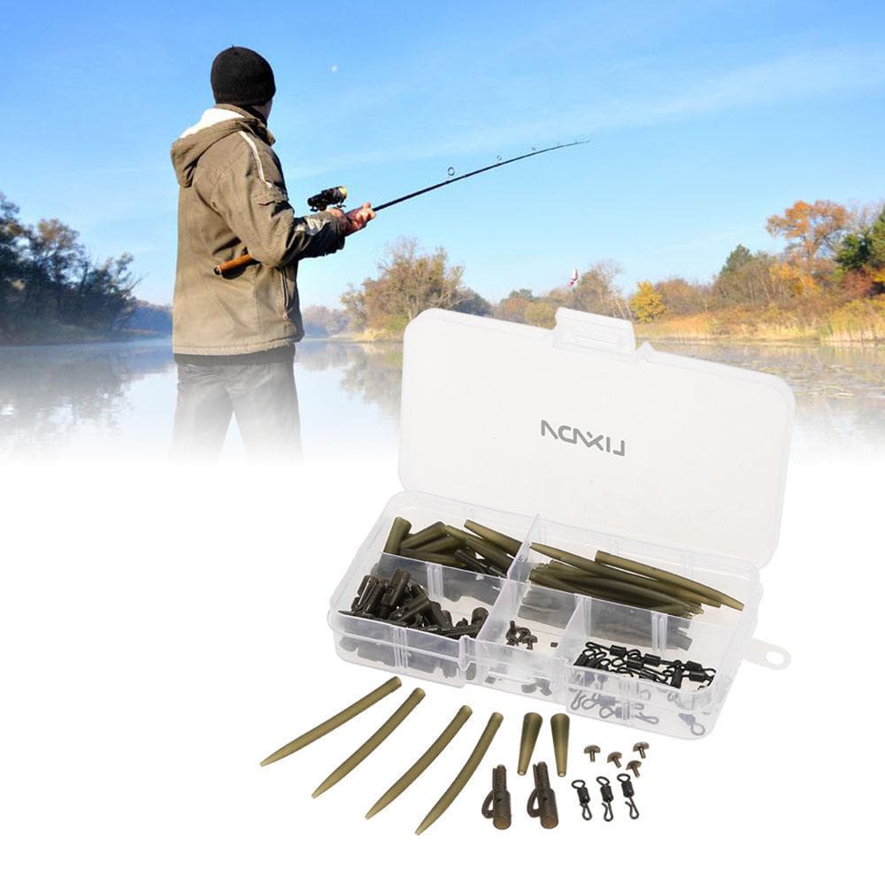 NEW Anglers 100pcs Fishing Lead Clip with Pins Tail Rubber Tubes Smart Tool