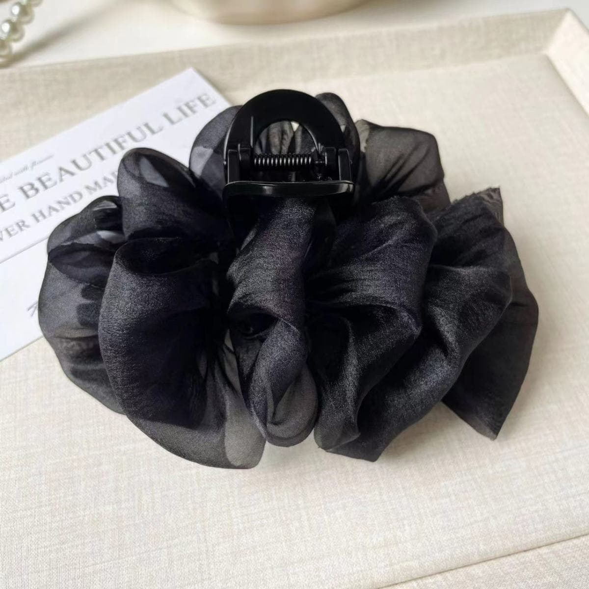 Headwear Silk Cloud Bubble Grab Clip Pan Shark Clip Simple and Fashionable Hairpin Women's Hair Accessories black 11cm