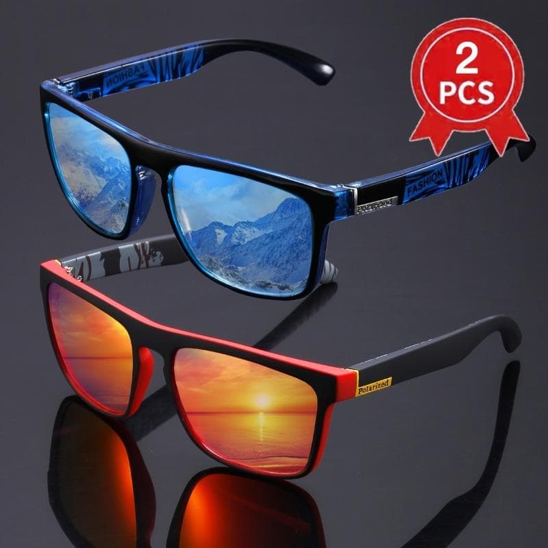 1/2pcs Women's Sports Fashion Glasses Square Frame with Real Film Colorful Mirror for Men Travel Party
