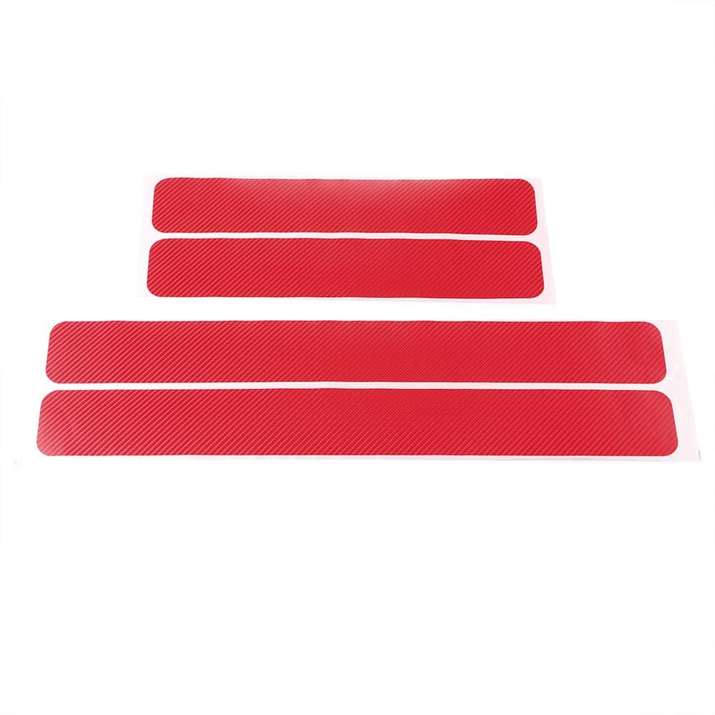 4Pcs/Set 3D Carbon Fiber Car Door Sticker Sill Scuff Cover Anti-Scratch Film Car Protected Stickers red