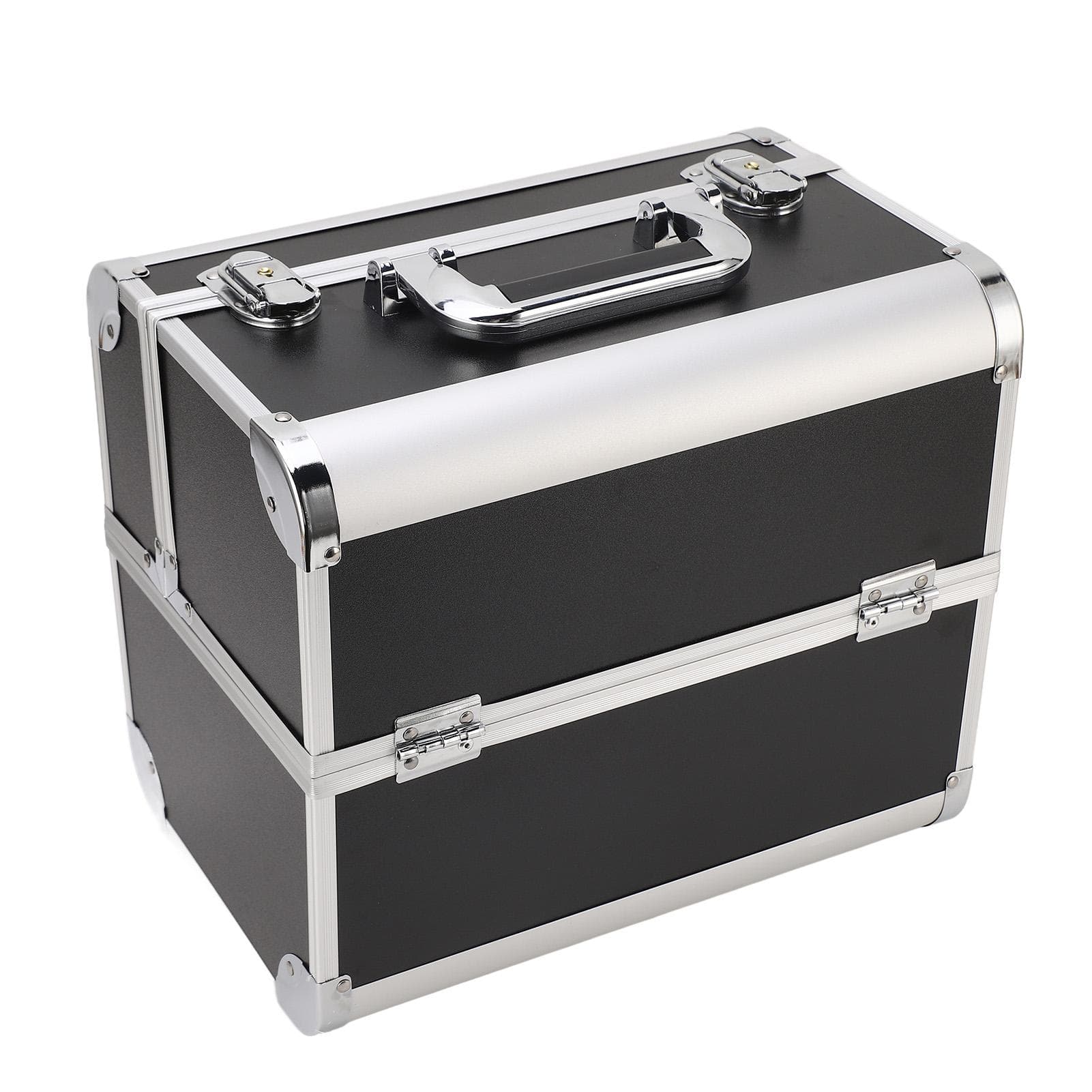 Portable Makeup Case Multilayer Large Space Cosmetic Train Case for Beauty Hairdressing Nail Art black