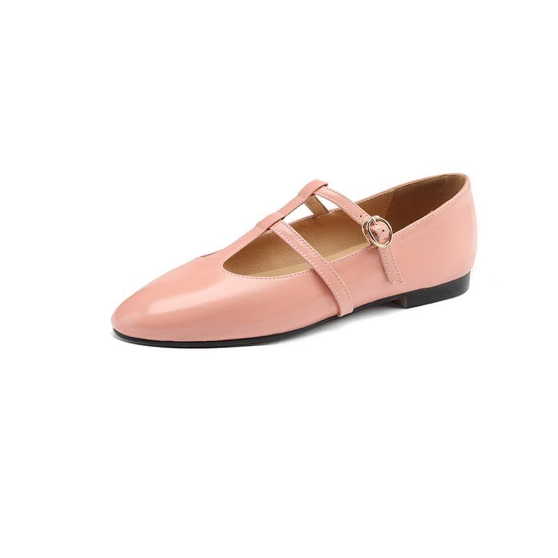 Women's flat sole single shoes, spring/summer candy color, comfortable sheepskin large French low top shoes 45 pink