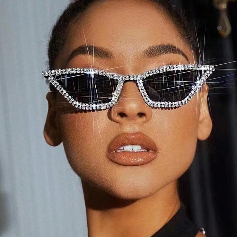 Trendy Hip-hop Cat-eye Sunglasses With Diamond For Women Special-shaped Fashion Sunglasses 2154