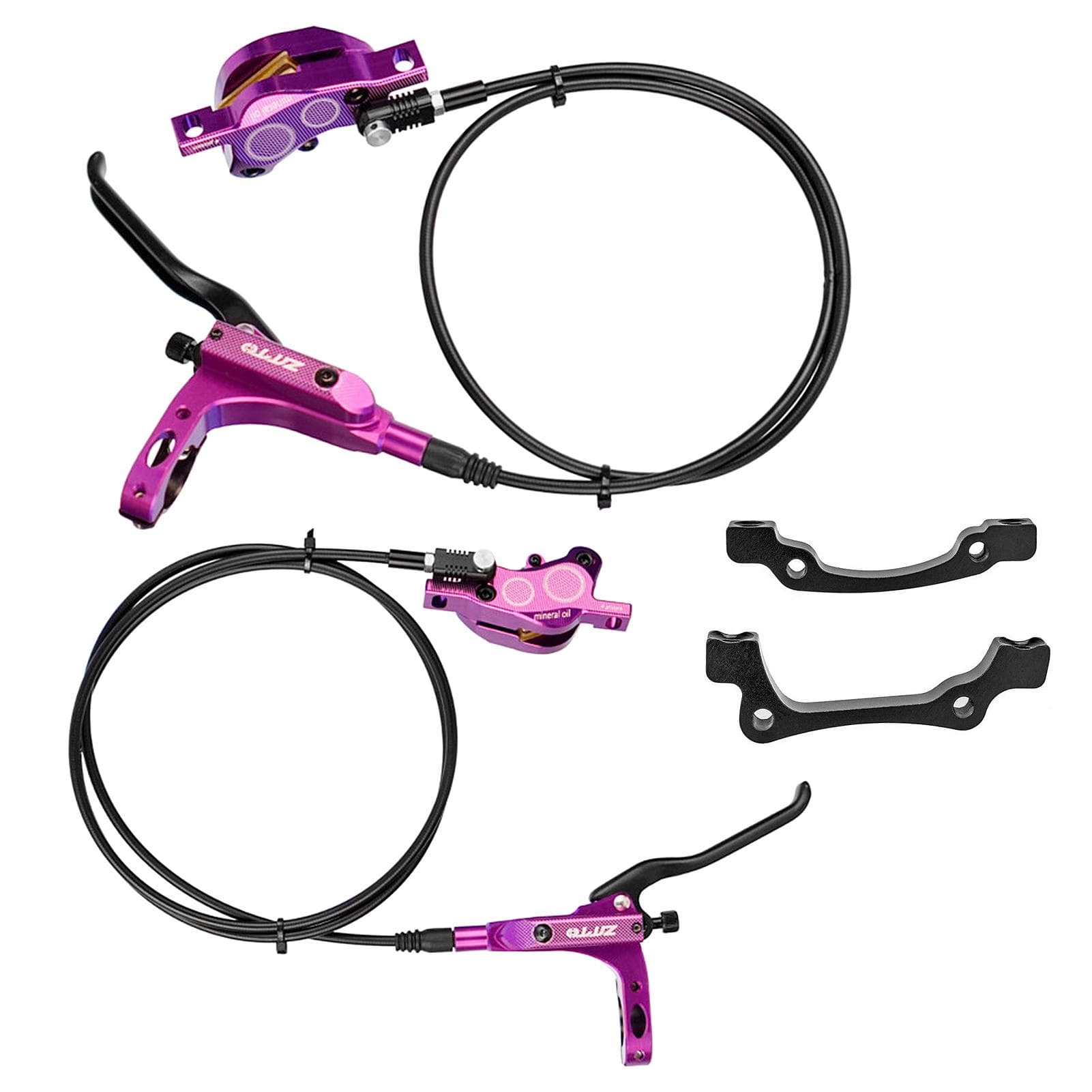 4-Piston MTB Hydraulic Bike Disc Brake Aluminum Front and Rear Caliper Bicycle Brakes for Road Bike purple