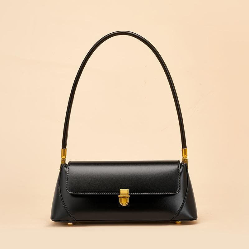 Niche Baguette Bag Women's Leather Underarm Bag Summer French One-shoulder Pouch Women's Bag black