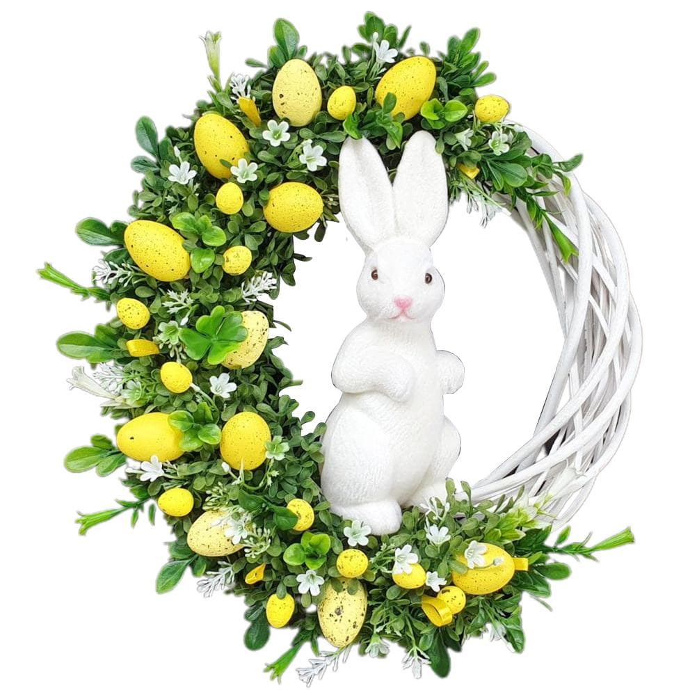 Easter Bunny Egg Wreath Acrylic Rabbit Egg Wreath Indoor Outdoor Easter Hanging Ornaments Home yellow