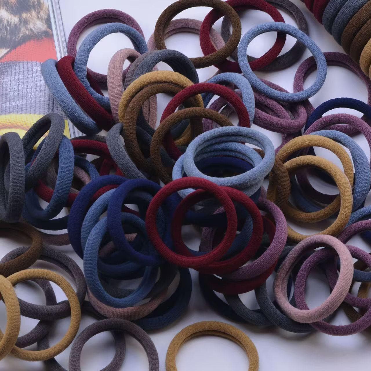 Plain High Elastic Hair Rope Seamless Rubber Band Morandi Color 50pcs (random Color) One Size