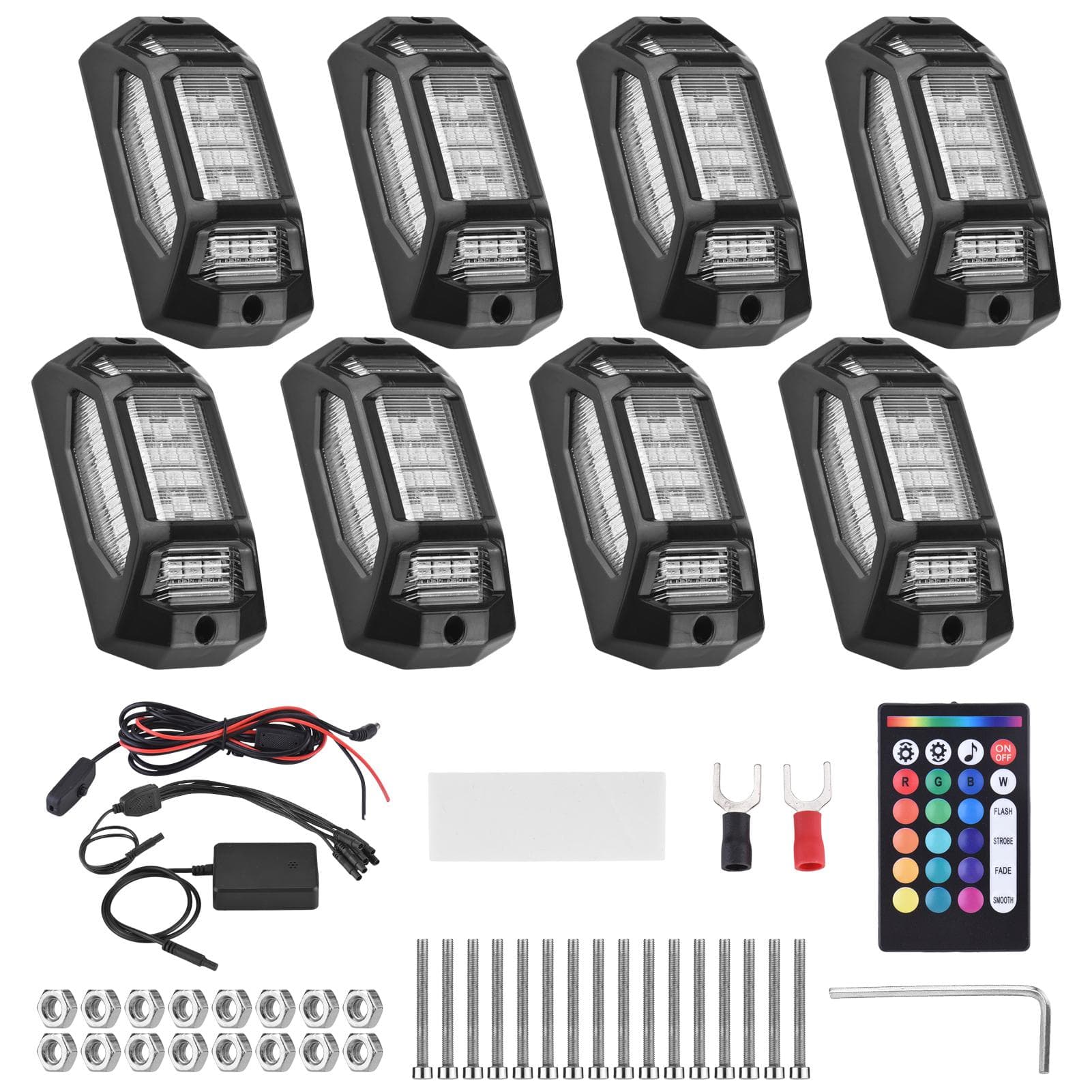LED Underglow Kit for Car, 8 PCS Multicolor RGB Rock Lights Kit with BT App and Remote Control for