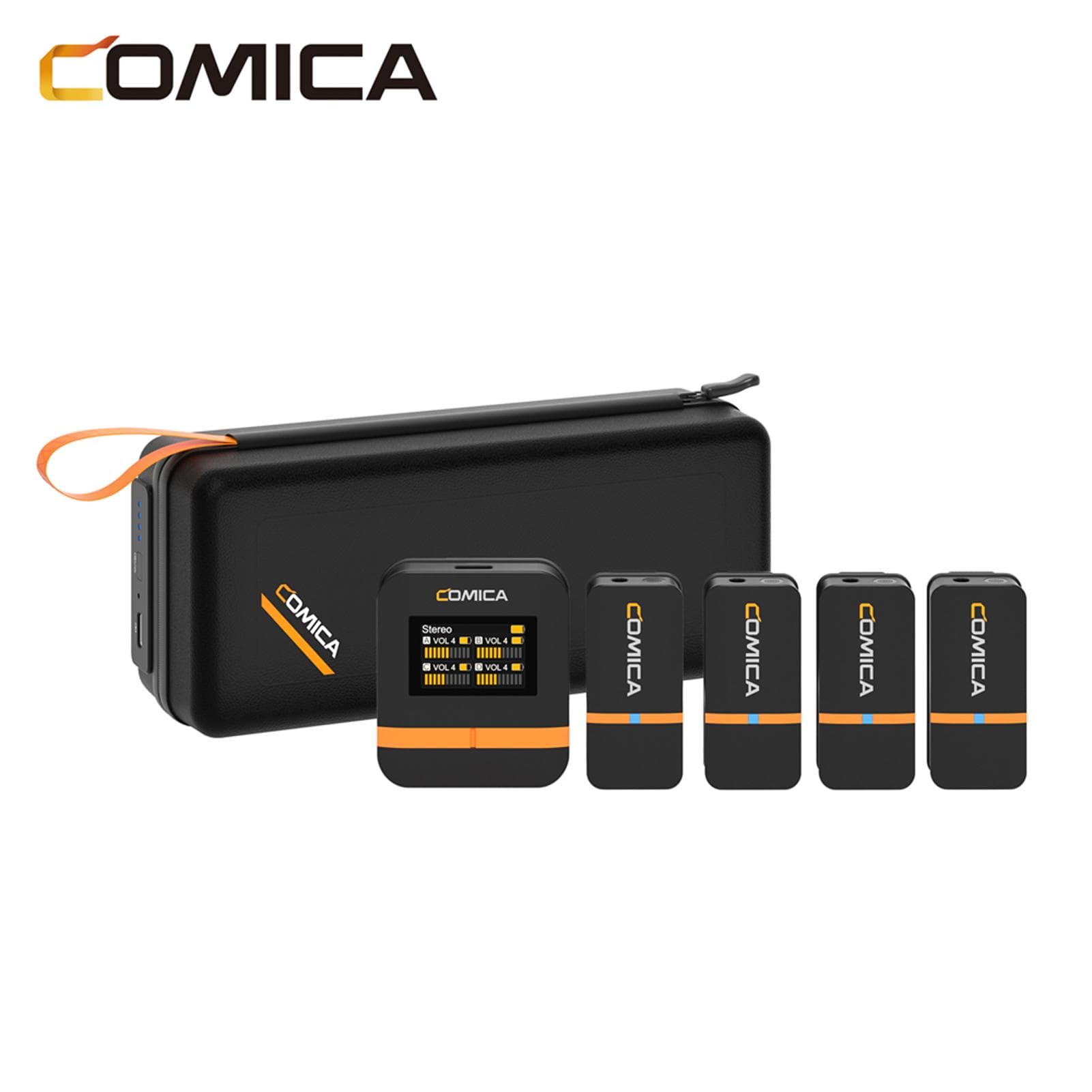 COMICA Vimo Q 2.4GHz Wireless Lavalier Microphone System Clip-on Microphone with Large Screen 200m black