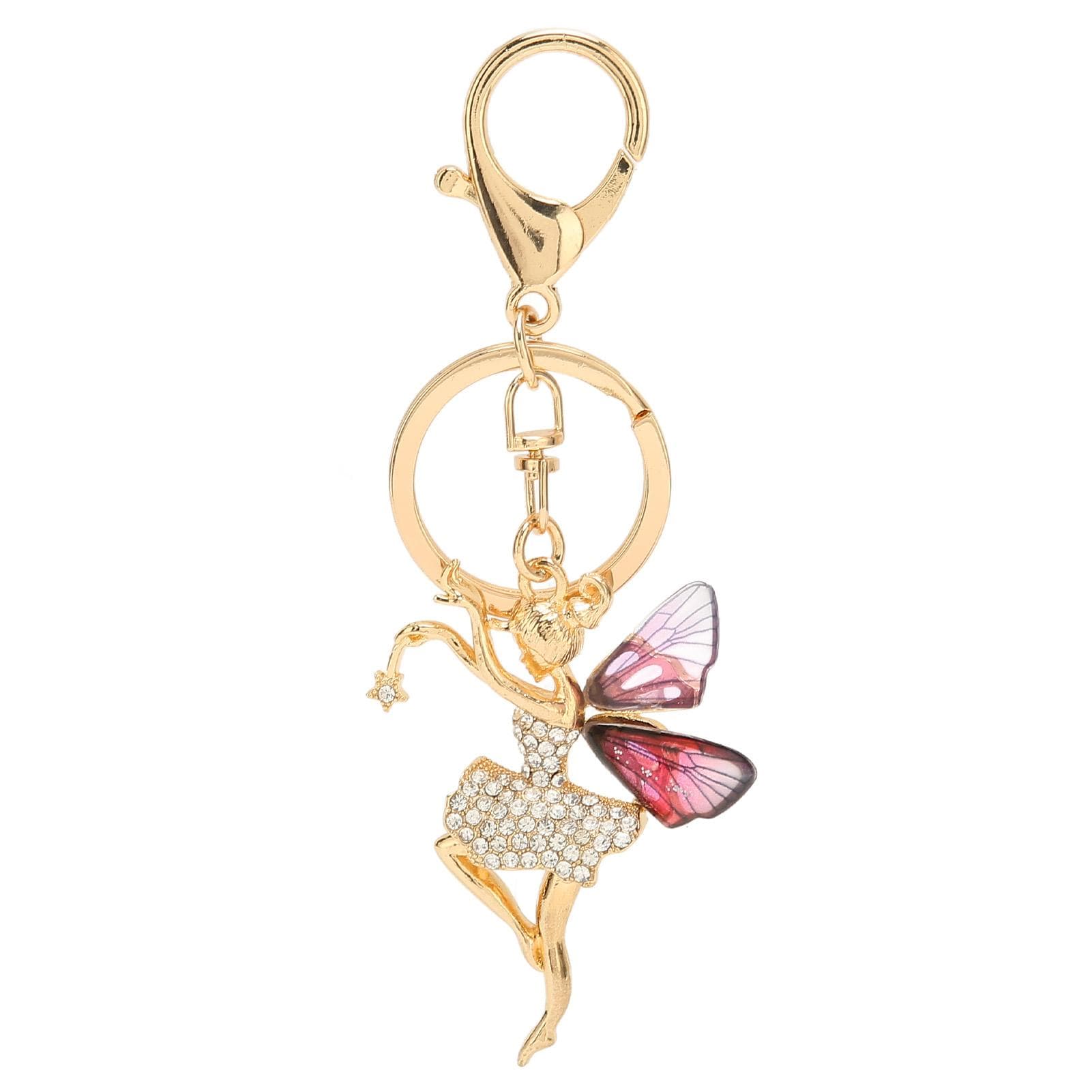 Fairy Keychain Portable Decorative Beautiful Great Gift Key Ring for Handbag Purse Backpack Rose