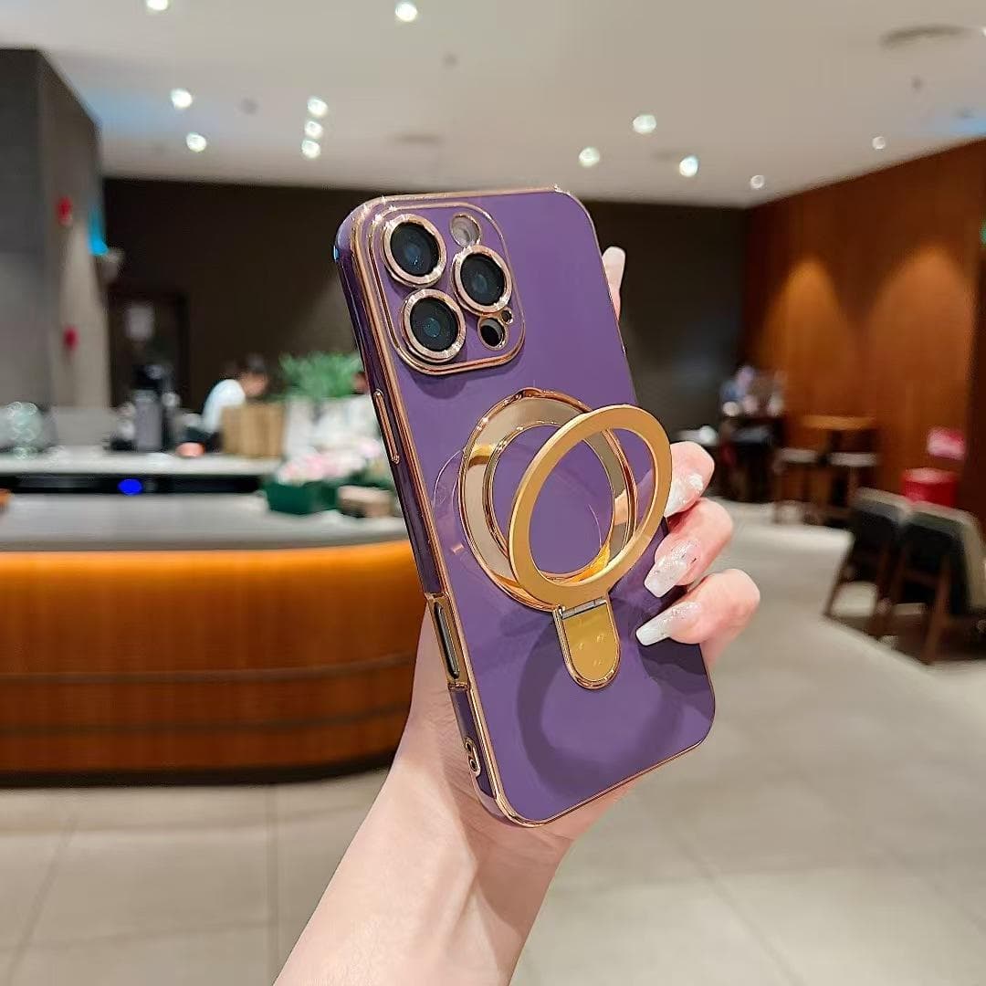 High-value Electroplated Magnetic Invisible Bracket Mobile Phone Case IPhone16promax Lens Film 15/14 Anti-fall Soft Apple 16Pro