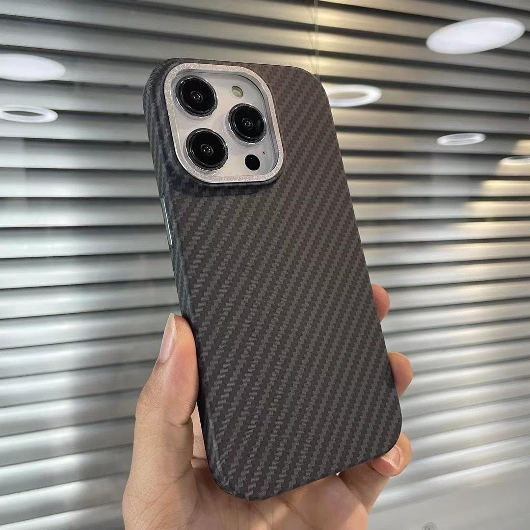 Applicable To IPhone15ProMax Carbon Fiber PC Phone Case Apple 14 Full-inclusive Magsafe Magnetic Protection Case Apple 15Plus