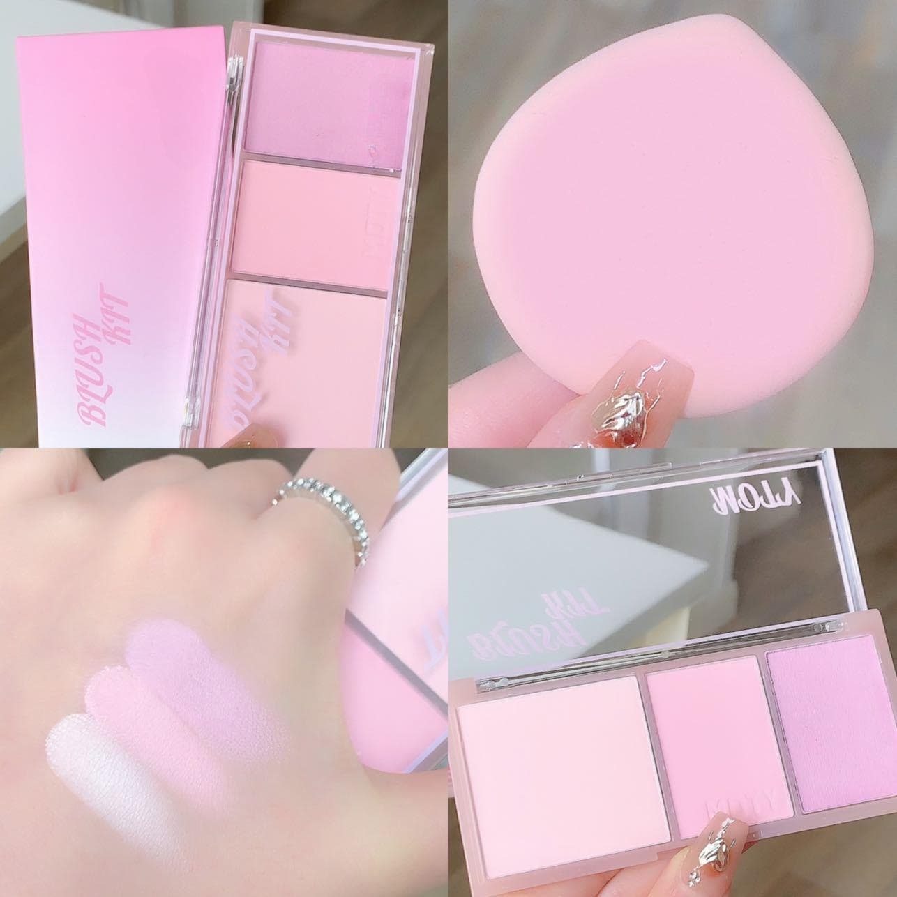 Pink Series 3 Colors Blush Makeup Palette Mashed Potato Texture Matte Cheek Tint Contour Shadow Blusher Cosmetics Rouge Powder 01