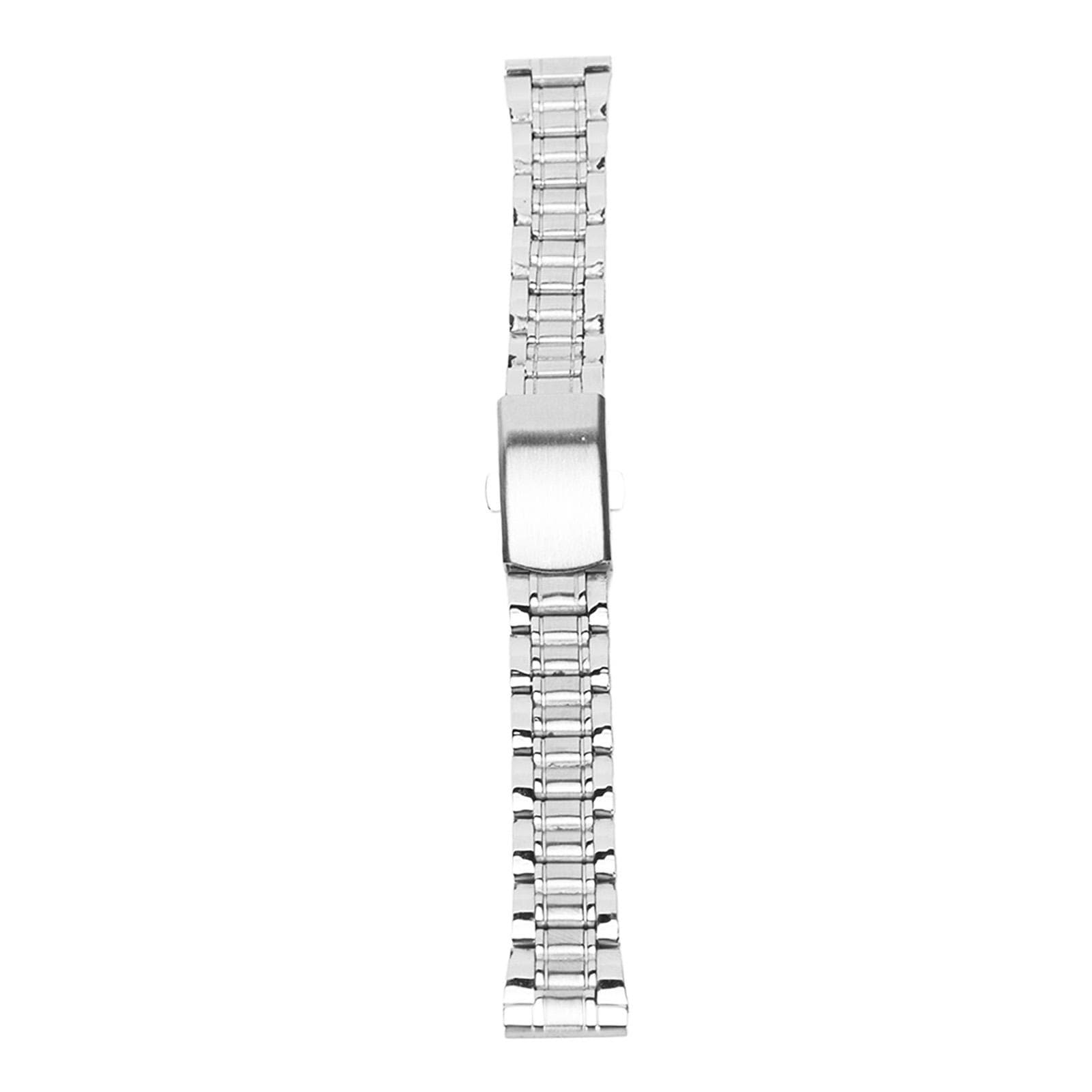 Metal Watchband Quick Release Deployment Clasp Double Button Stainless Steel Watch Strap for Men silver