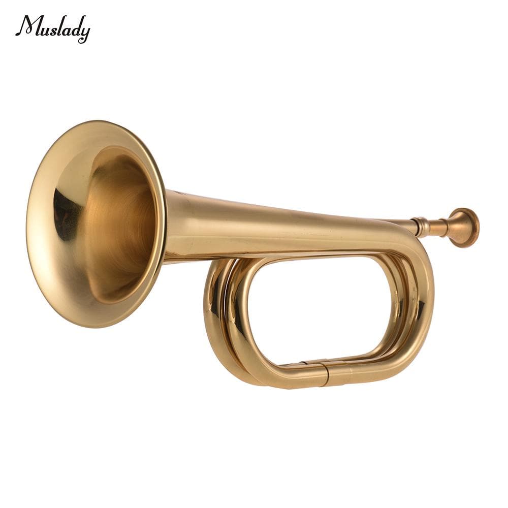 Muslady B Flat Bugle Call Trumpet Brass Cavalry Horn with Mouthpiece for School Band Cavalry