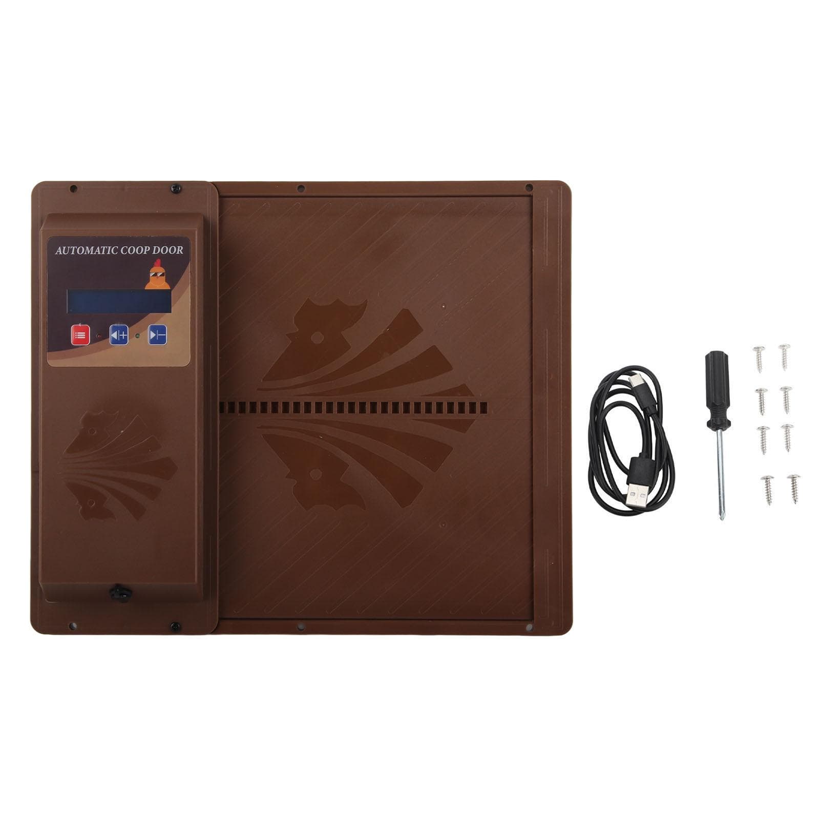 Automatic Chicken Coop Door USB Horizontal Opening Automatic Chicken Coop Door Opener with Timer brown