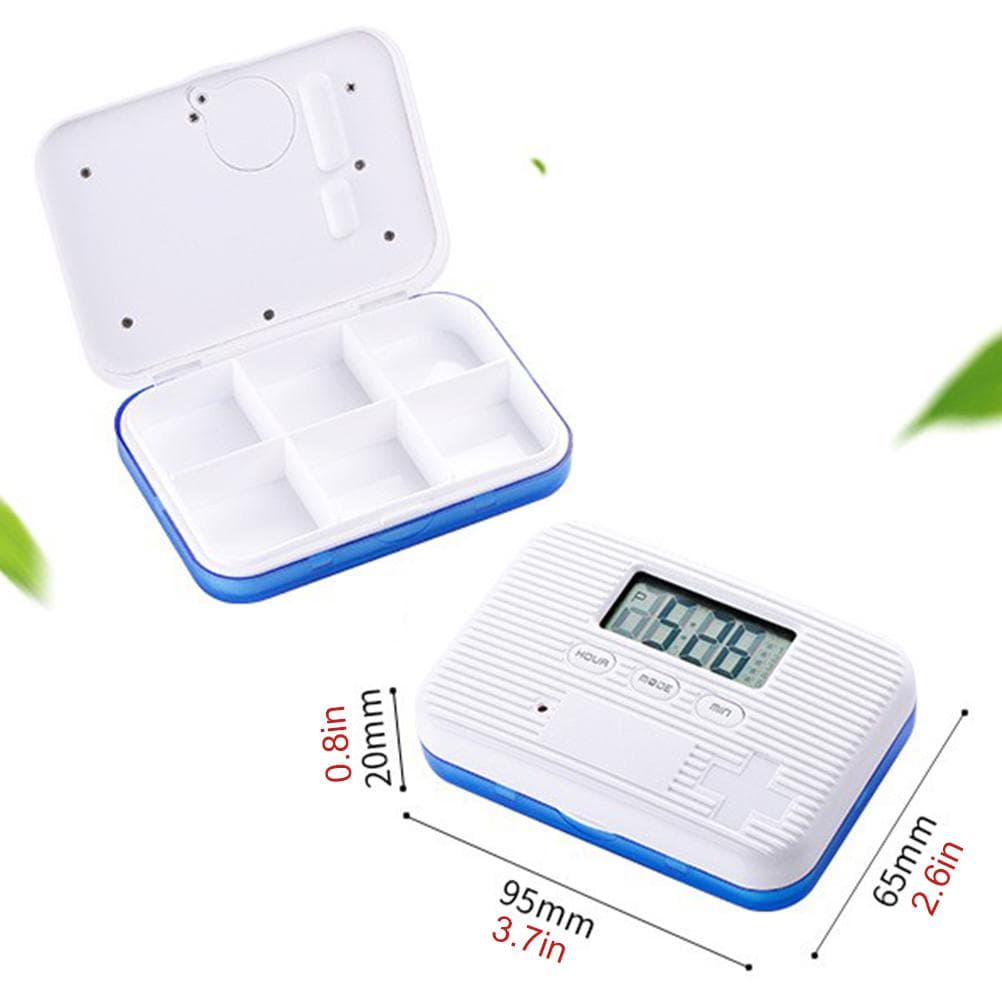 Pill Dispenser with Alarm Electronic Pill Organizer with LCD Display 6 Compartments Digital Pill