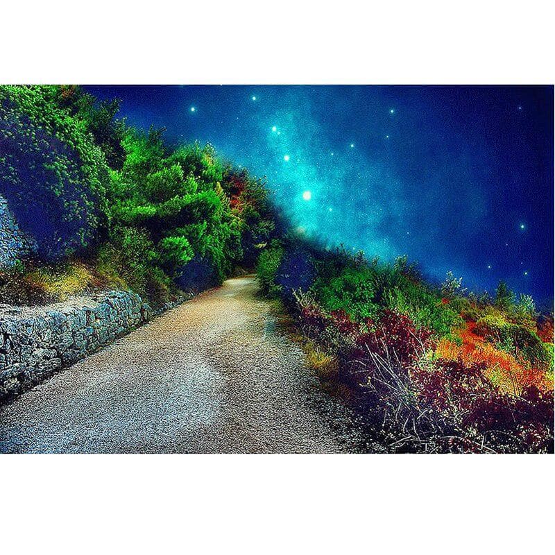 Diamond Craft Painting Stitch Starry Night Road Full Drill 5D Diamond Embroidery Mosaic Gift Diamond 20X30CM