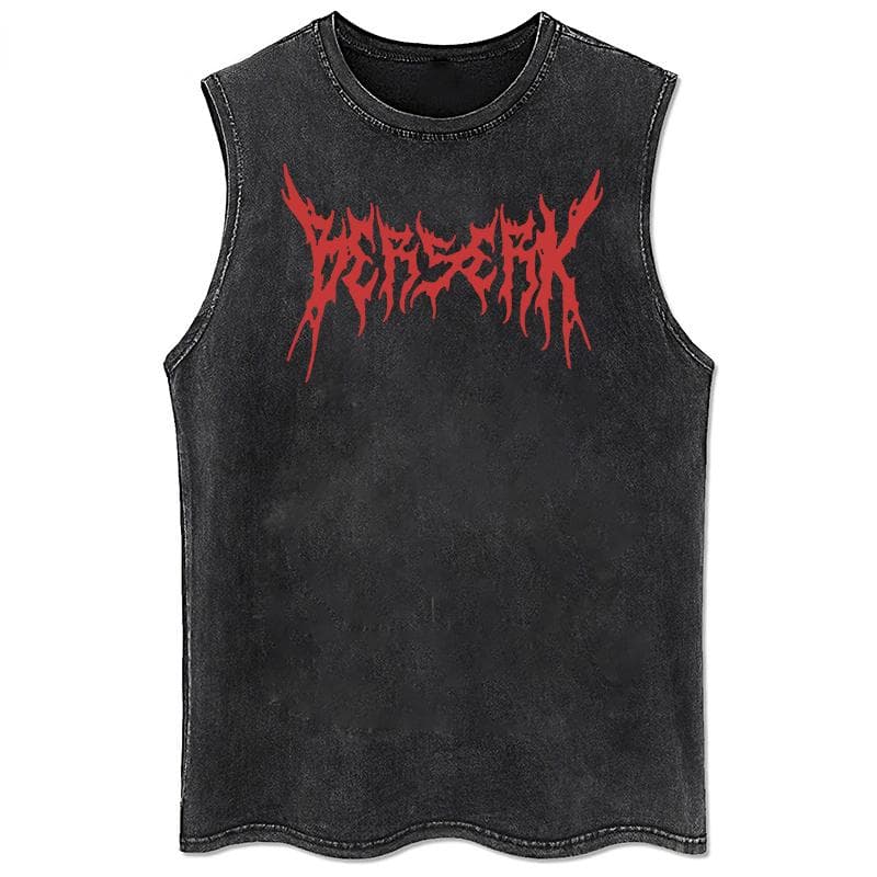 Anime Printed Washed Vest Retro Sports Fitness Casual Short-Sleeved Loose Large Size Summer 2XL