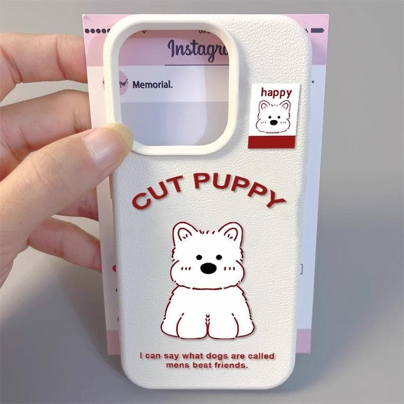 Applicable To Apple 16promax Mobile Phone Case Iphone14 High-end Sense 15pluss West Highland Dog 13 Lychee 12 iPhone 11