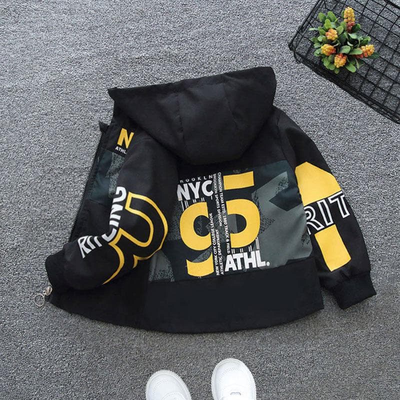Spring Autumn Jacket for Boy Fashion Patchwork Windbreaker Casual Hooded Coat Children's Clothing 120
