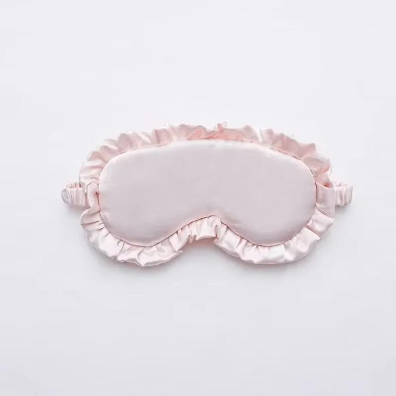 Silk Ruffle Sleep Eye Mask Soft Sleeping Eye Covers Multicolor Night Dream Blackout Eye Patches For Woman Man To Sleep Better light pink