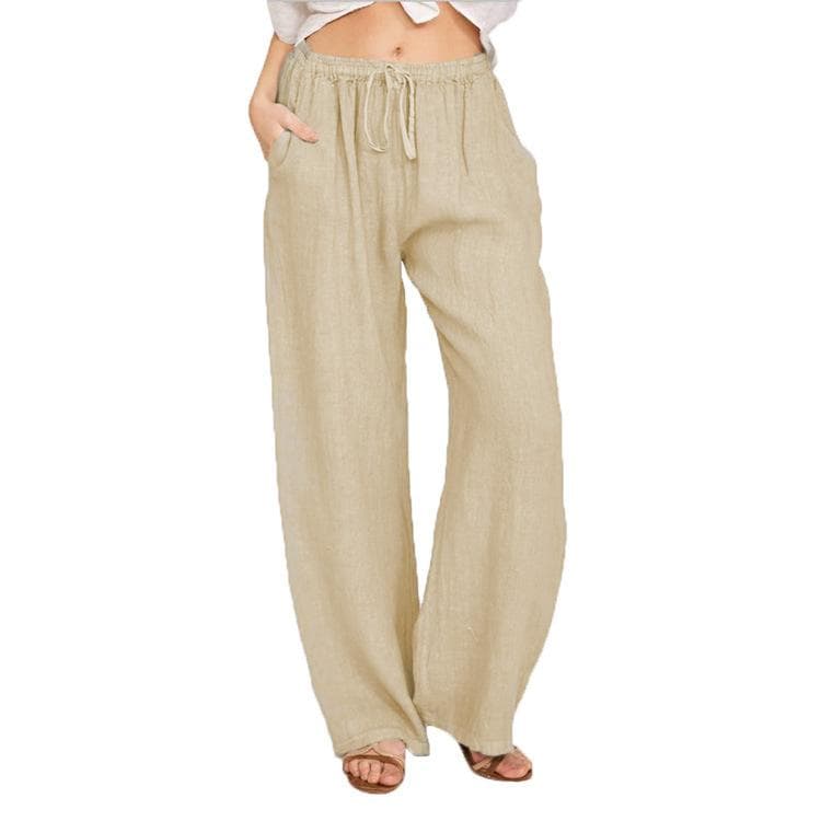 Summer Women's Pants Large Size Loose Casual Pants S khaki