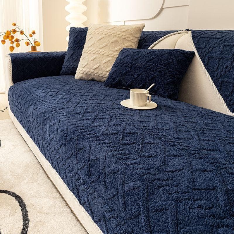 Solid Color Plush Sofa Cushion Winter Thickened Non-Slip Seat Cushions Winter Minimalist Sofa Cover All-Inclusive Cover Cloth 70*120cm
