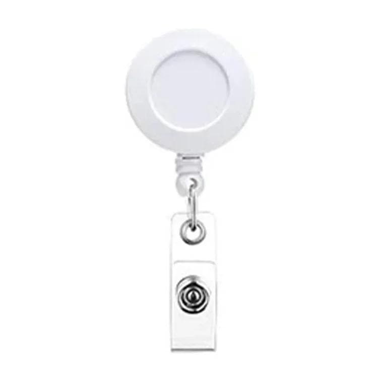 Retractable Badge Reels ID Bus Cards Holder Clips Supplies Easy-to-pull Buckle Clips white