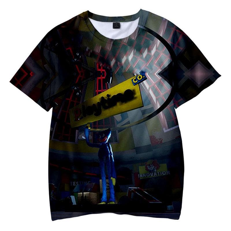 Poppy Playtime T-Shirts Huggy Wuggy Horror Game Cartoon 3D Print boy/girl O-Neck fashion T Shirt Kids Boys Tees Tops Clothing 130CM