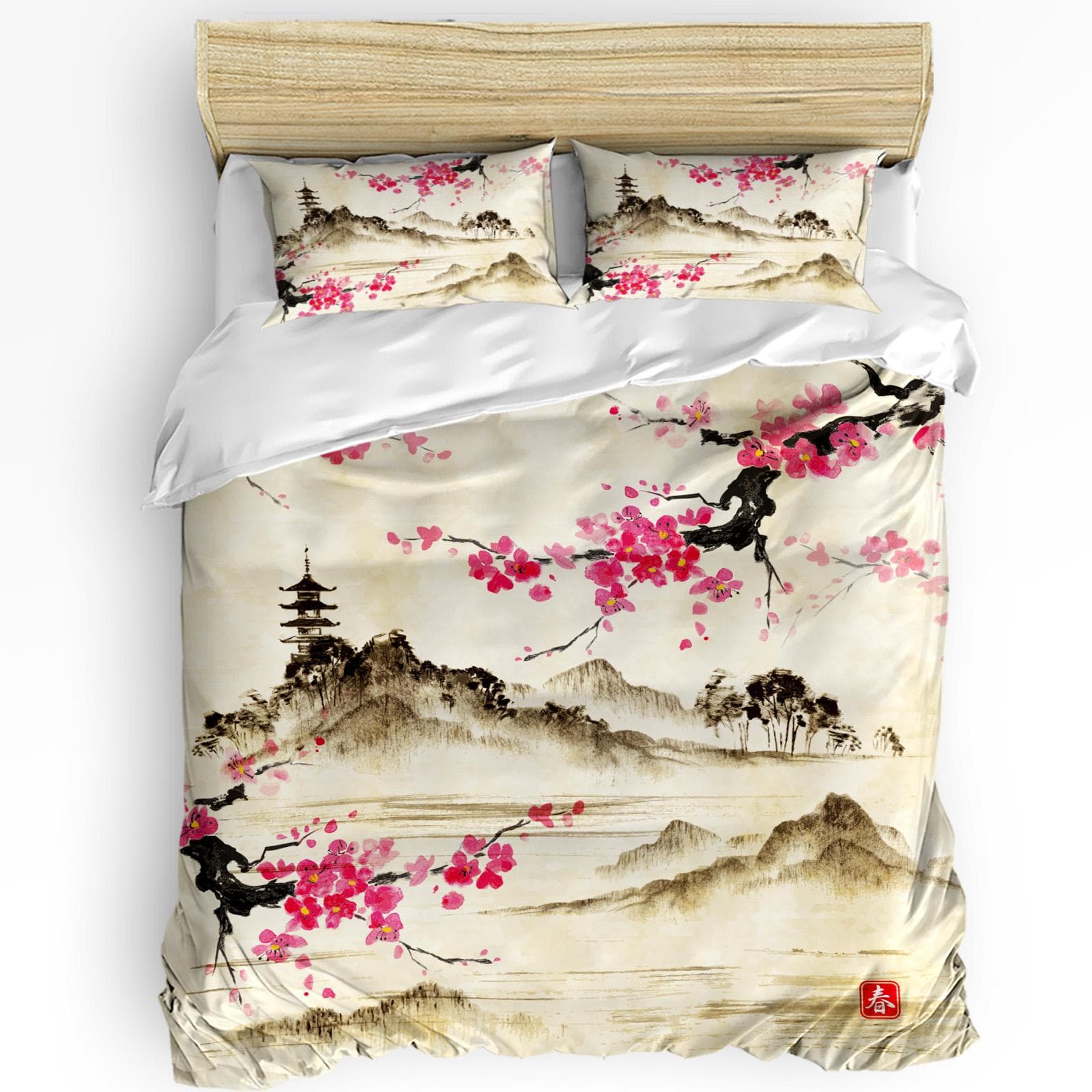 Steam Train Smoke Landscape Retro 3pcs Bedding Set For Bedroom Double Bed Home Textile Duvet Cover Quilt Cover Pillowcase EU single(135x200cm)